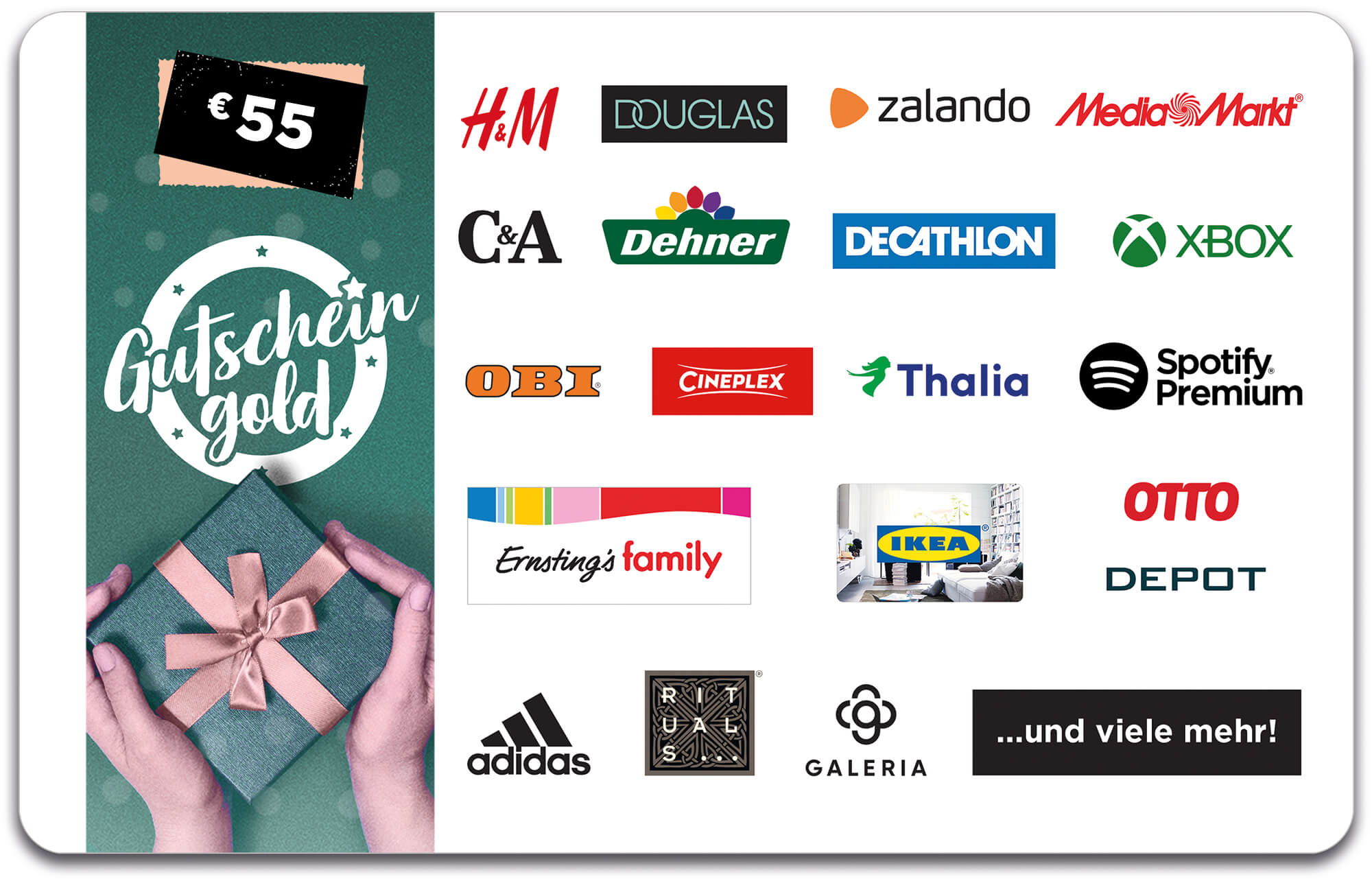 55,&ndash; &euro; GUTSCHEINGOLD Universal-Gutschein