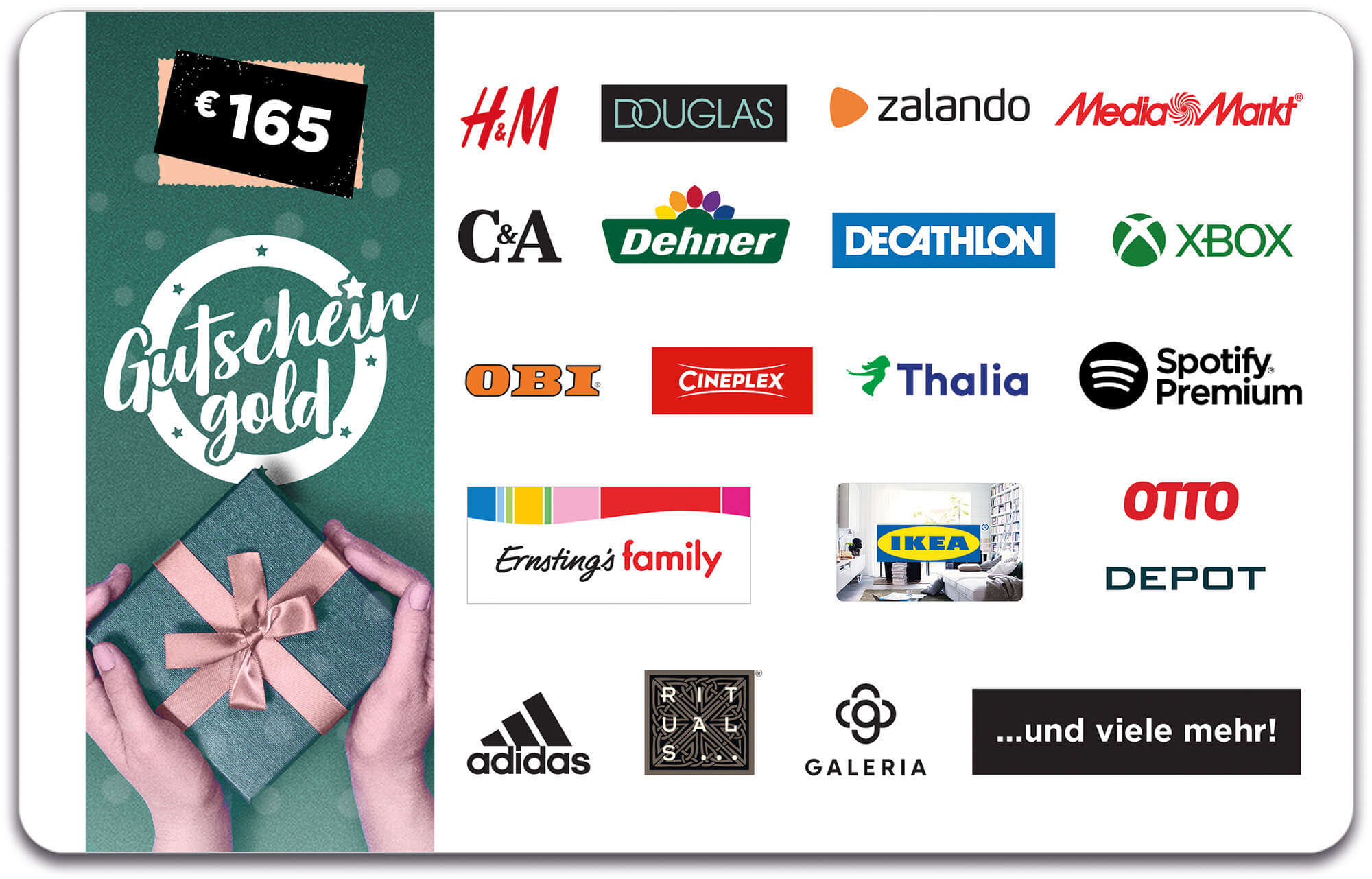 165,– € GUTSCHEINGOLD Universal-Gutschein 165,– € GUTSCHEINGOLD Universal-Gutschein