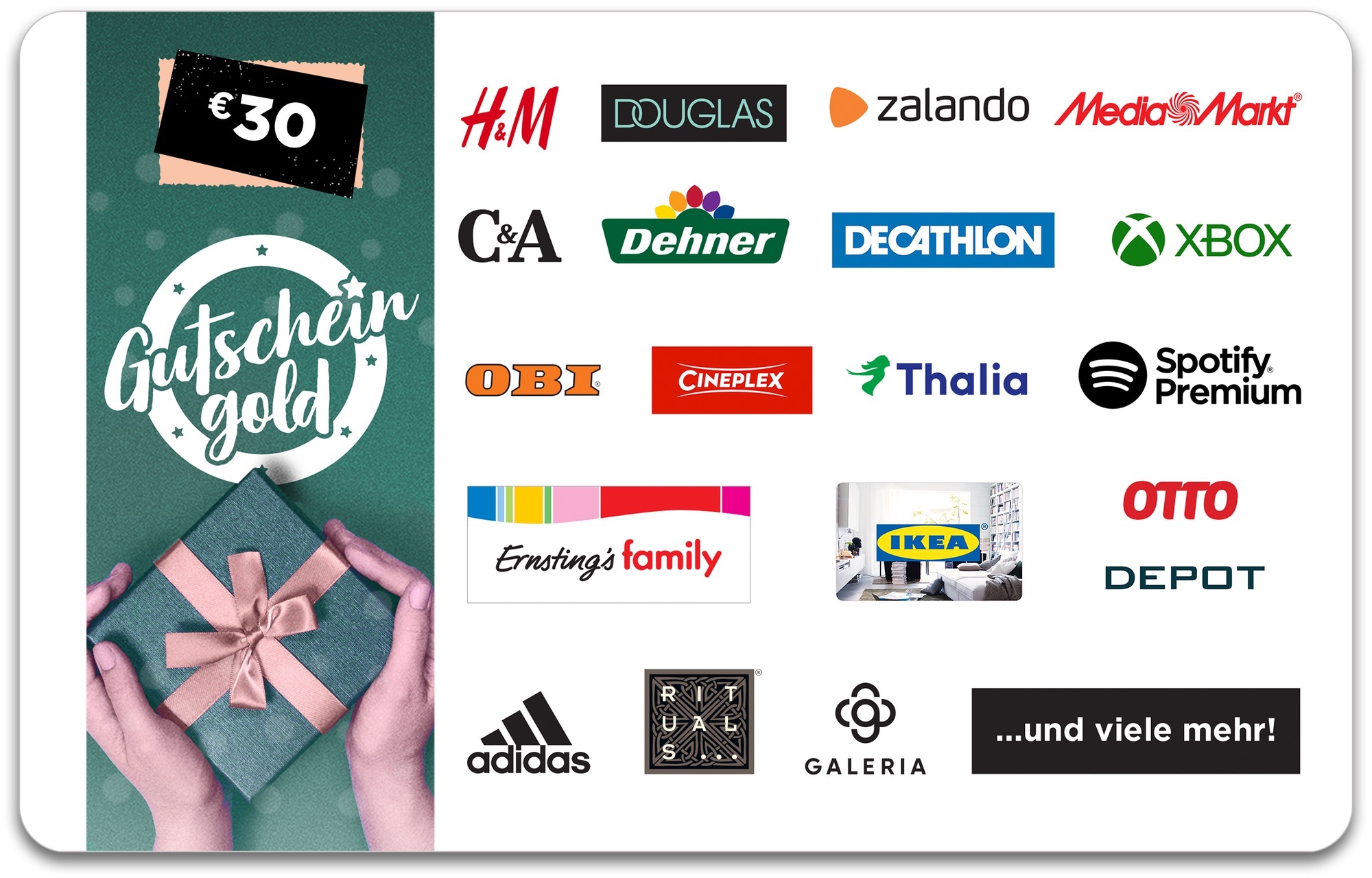 30,&ndash; &euro; GUTSCHEINGOLD Universal-Gutschein