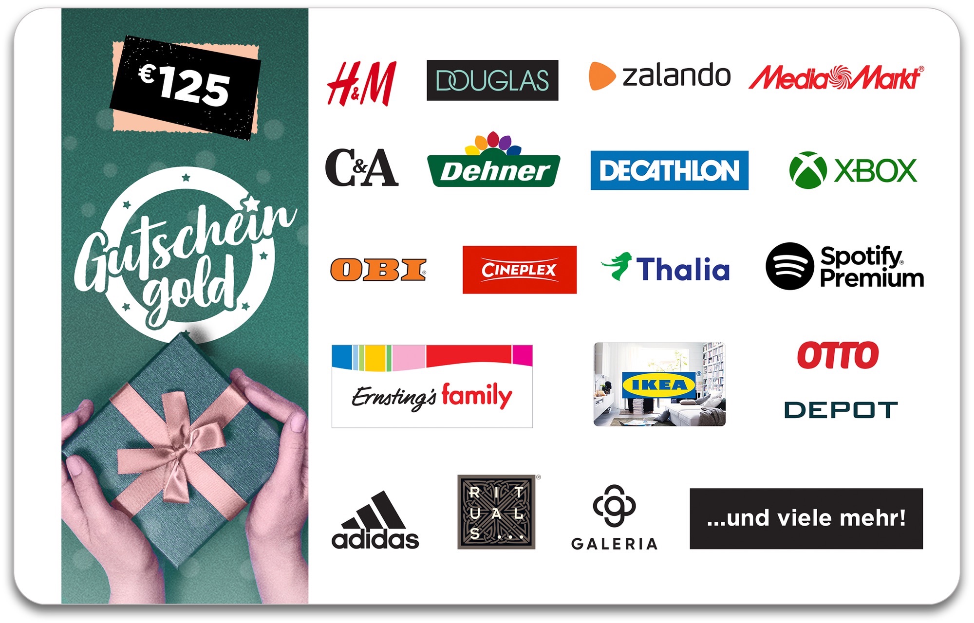 125,&ndash; &euro; GUTSCHEINGOLD Universal-Gutschein